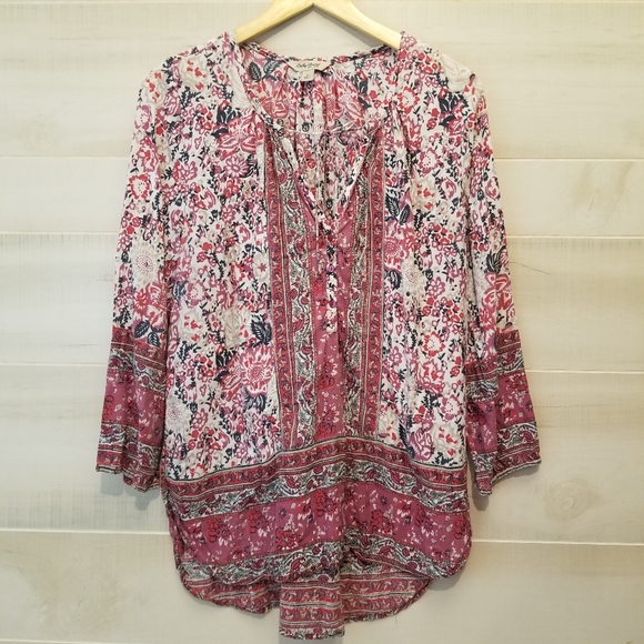 Lucky Brand Tops - {L} Lucky Brand Floral Boho Flowy Blouse
